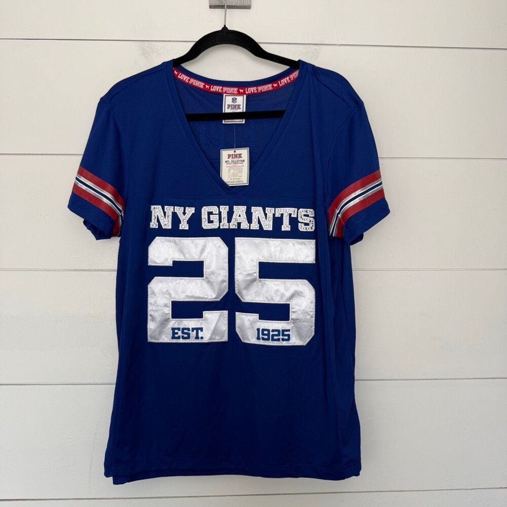 Victoria’s Secret Pink Women’s Large Blue NY Giants Y2K 2000s Jersey New